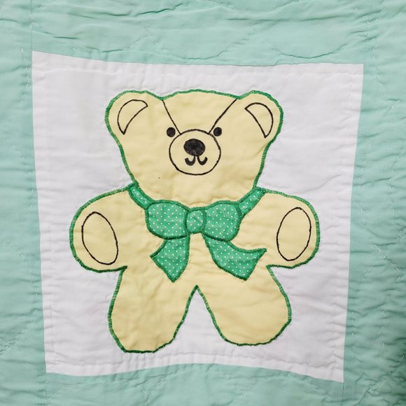 Vintage Nursery Rhyme Baby Quilt Blanket Double Sided Teddy Bears Embroidered - Picture 12 of 12